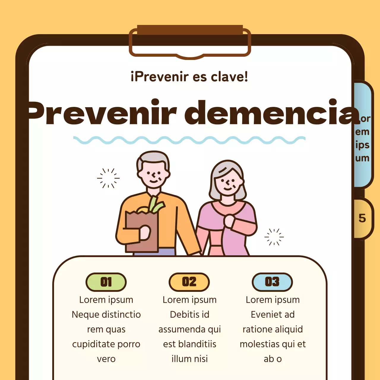 Información sanitaria para personas mayores con Alzheimer en amarillo chartreuse azul claro