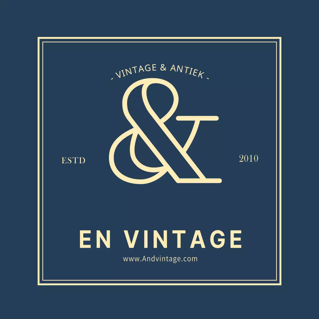 Eenvoudig vintage winkellogobord in marineblauw