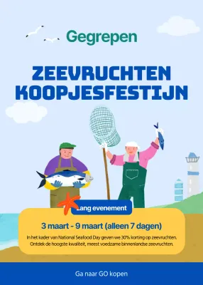 Advertenties voor de blauw-witte zeevoedingsdeal