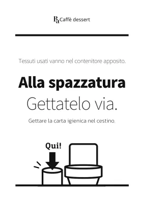 Istruzioni nere e semplici per i servizi igienici in negozio
