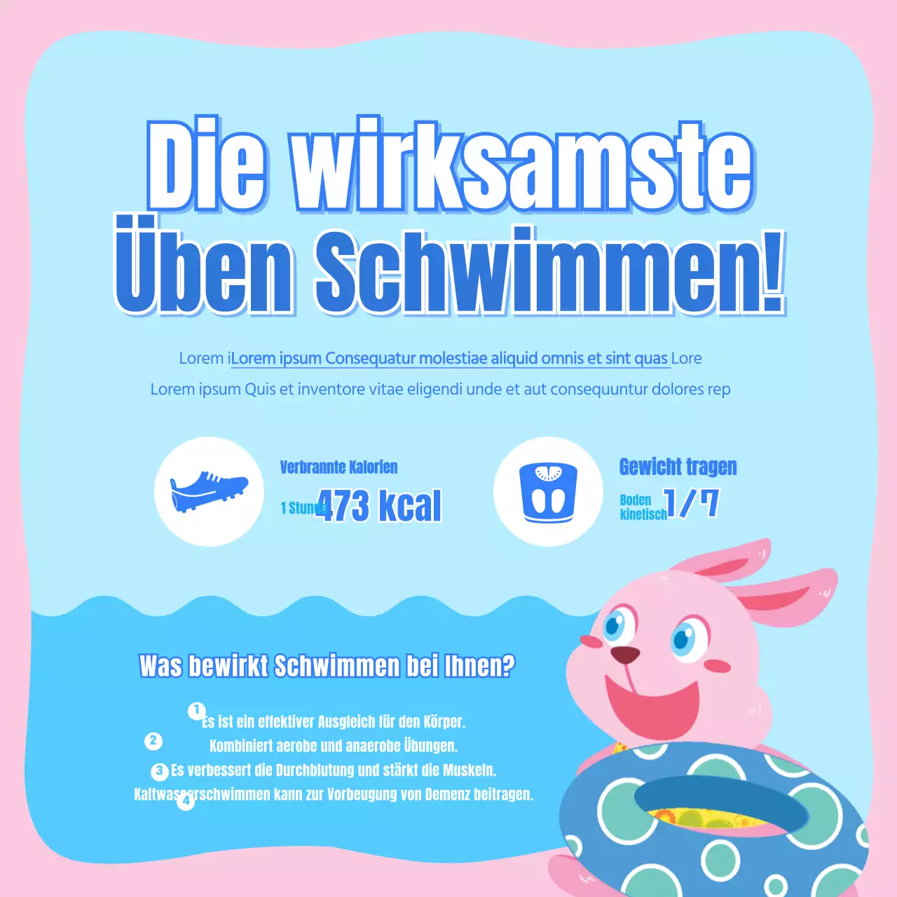 Kinderschwimmen in rosa und hellblau CardNews