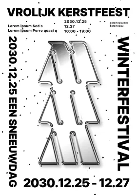 Winter Kerstmis verticale poster in zilver en zwart-wit