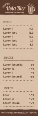 Menugids voor een eenvoudige conceptbrouwerij in bruine en lichtbruine kleuren