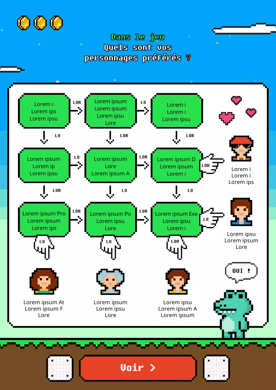 Testez votre goût pour les personnages mignons dans une ambiance de jeu de pixels rétro.