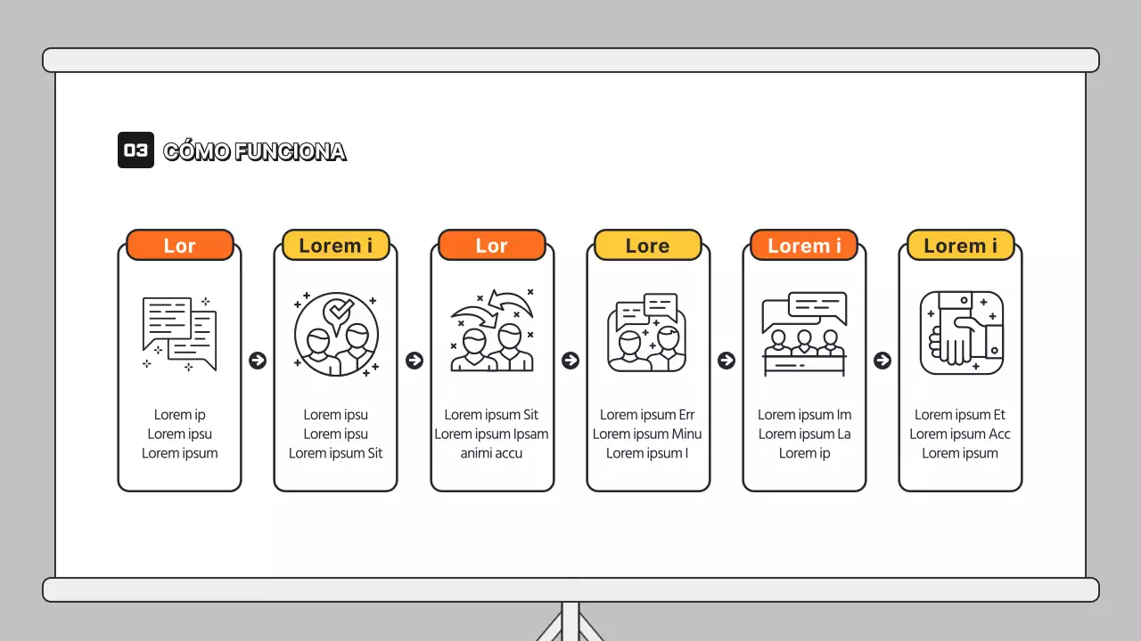 Presentación de debate con ilustración naranja