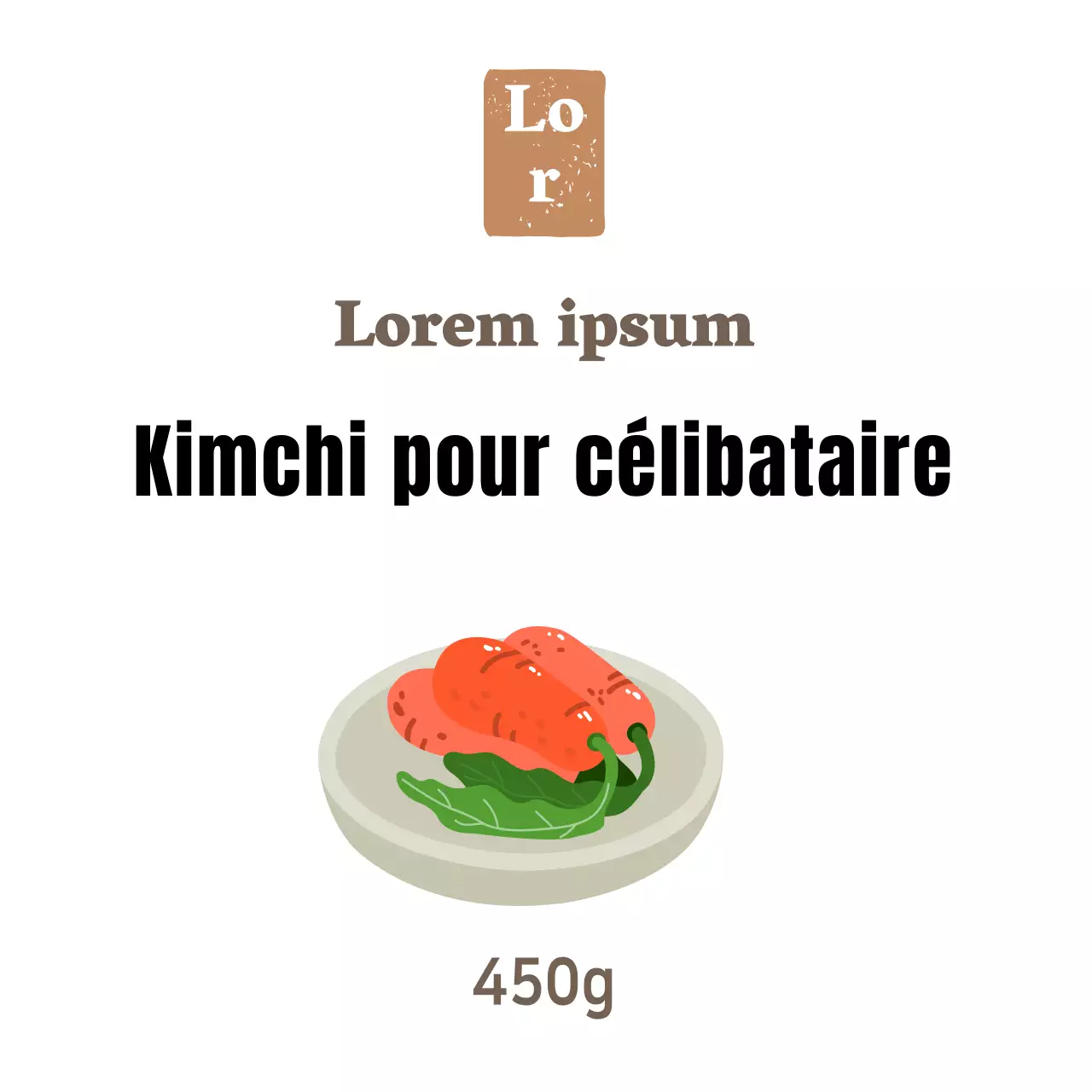 Autocollant blanc simple pour kimchi de célibataire pour les plats d'accompagnement dans une épicerie fine
