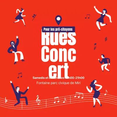 Affiche de concert de rue dans les tons orange et indigo