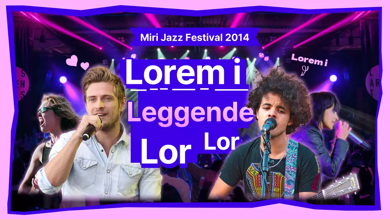 Tema del concerto rosa-blu con luci colorate e concetto di ritratto