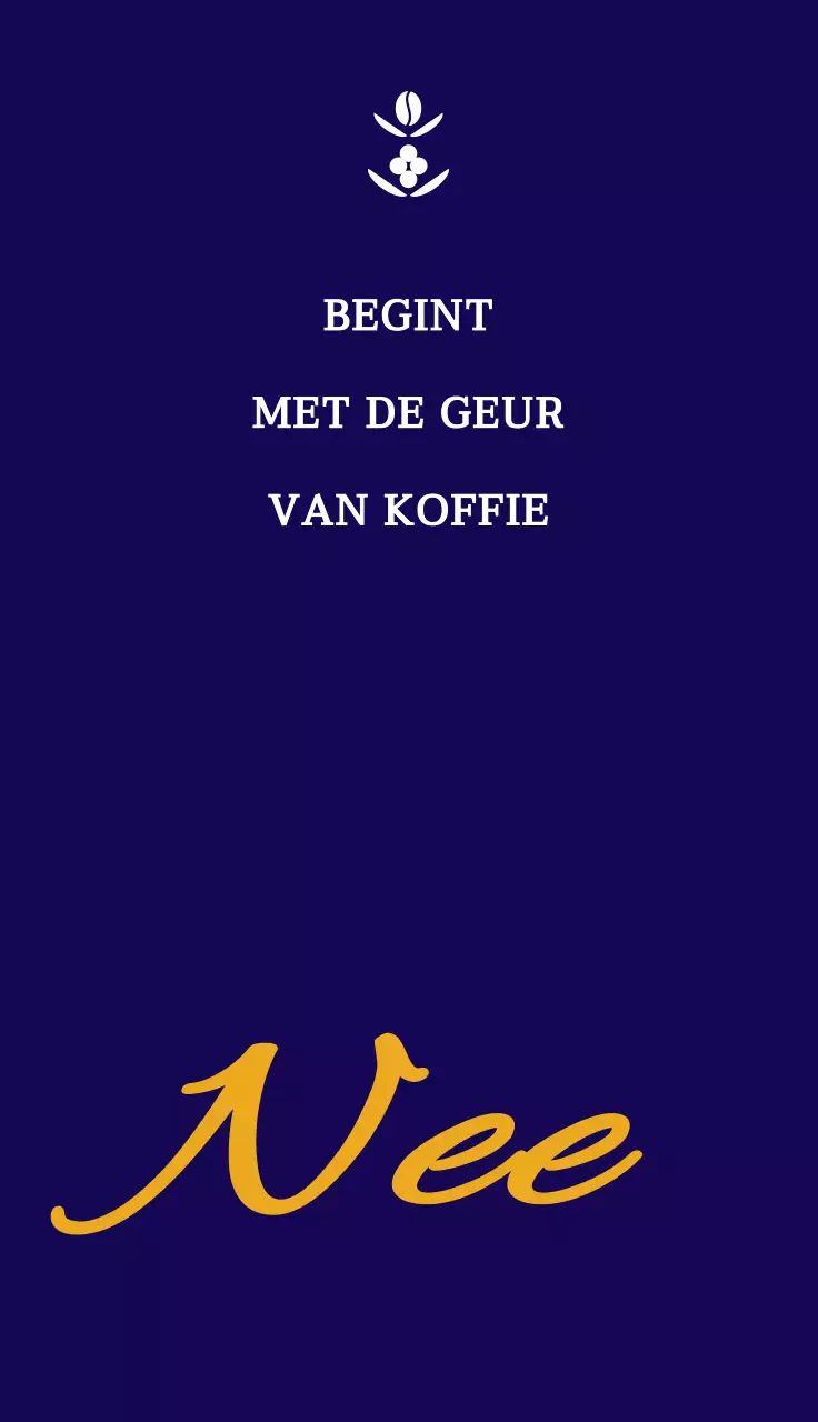 Stijlvol café-ontwerp met een wit en geel boonvormig symboollogo