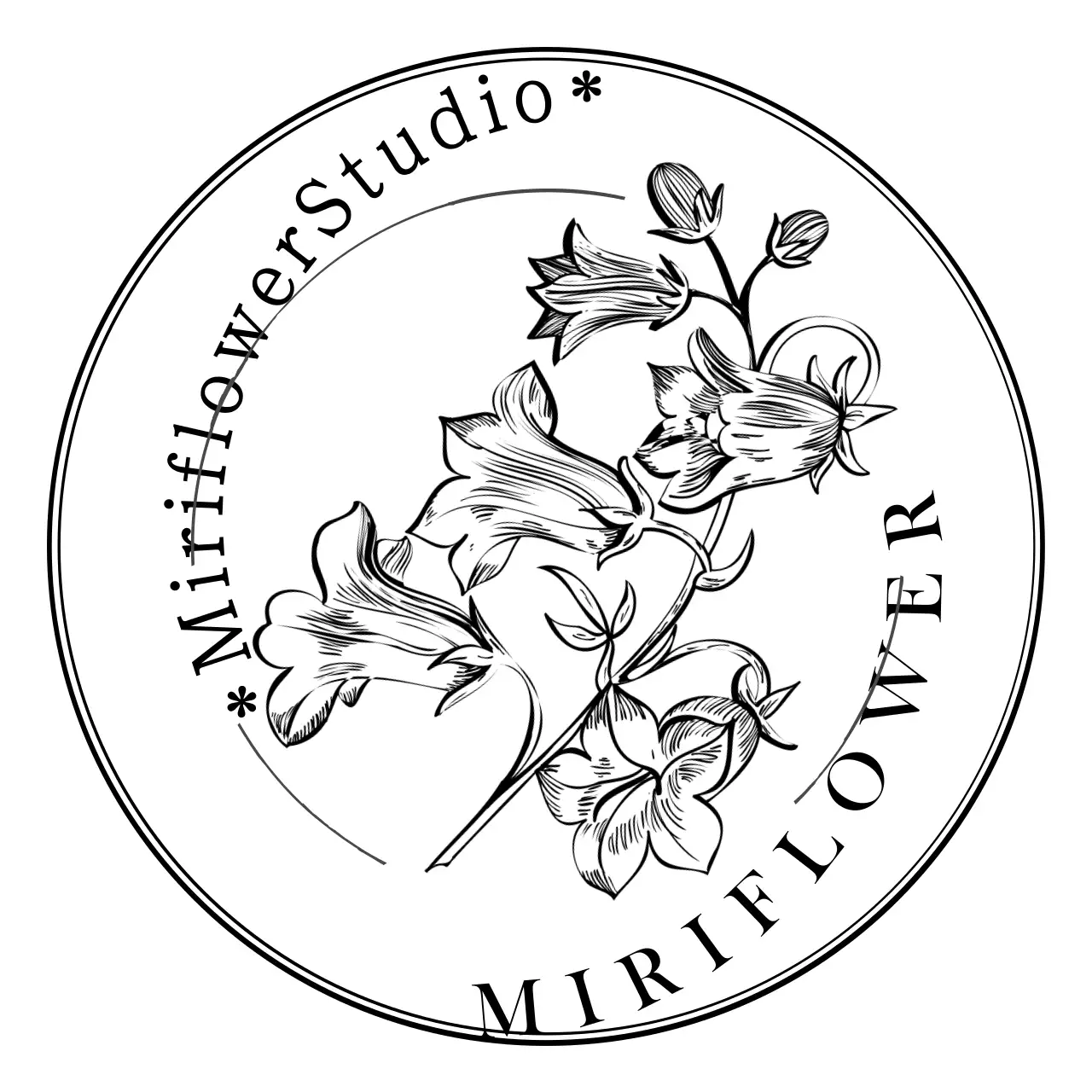 Vintage-Stil Abzeichen für einen Floristen mit einer schwarzen Linie Blume Illustration