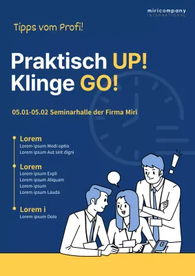 Marineblaues und gelbes Webposter mit Tipps zur Messerführung für Profis