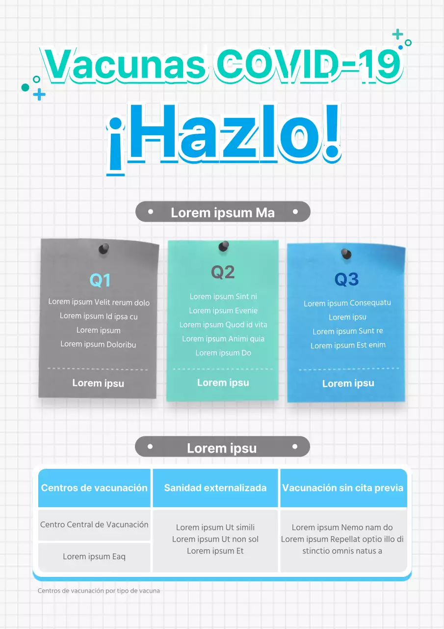 Vacunación en menta y concepto de bloc de notas azul