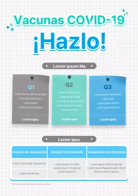 Vacunación en menta y concepto de bloc de notas azul