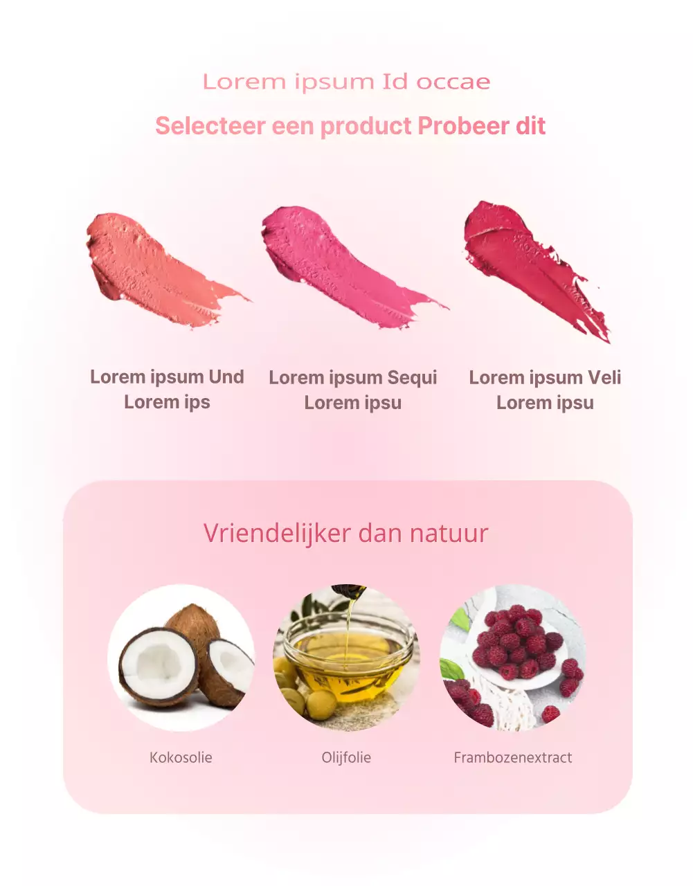 Eenvoudige cosmeticapagina met kleurverloop in roze