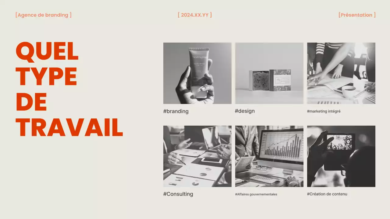 Un briefing d'agence de marque orange et chic