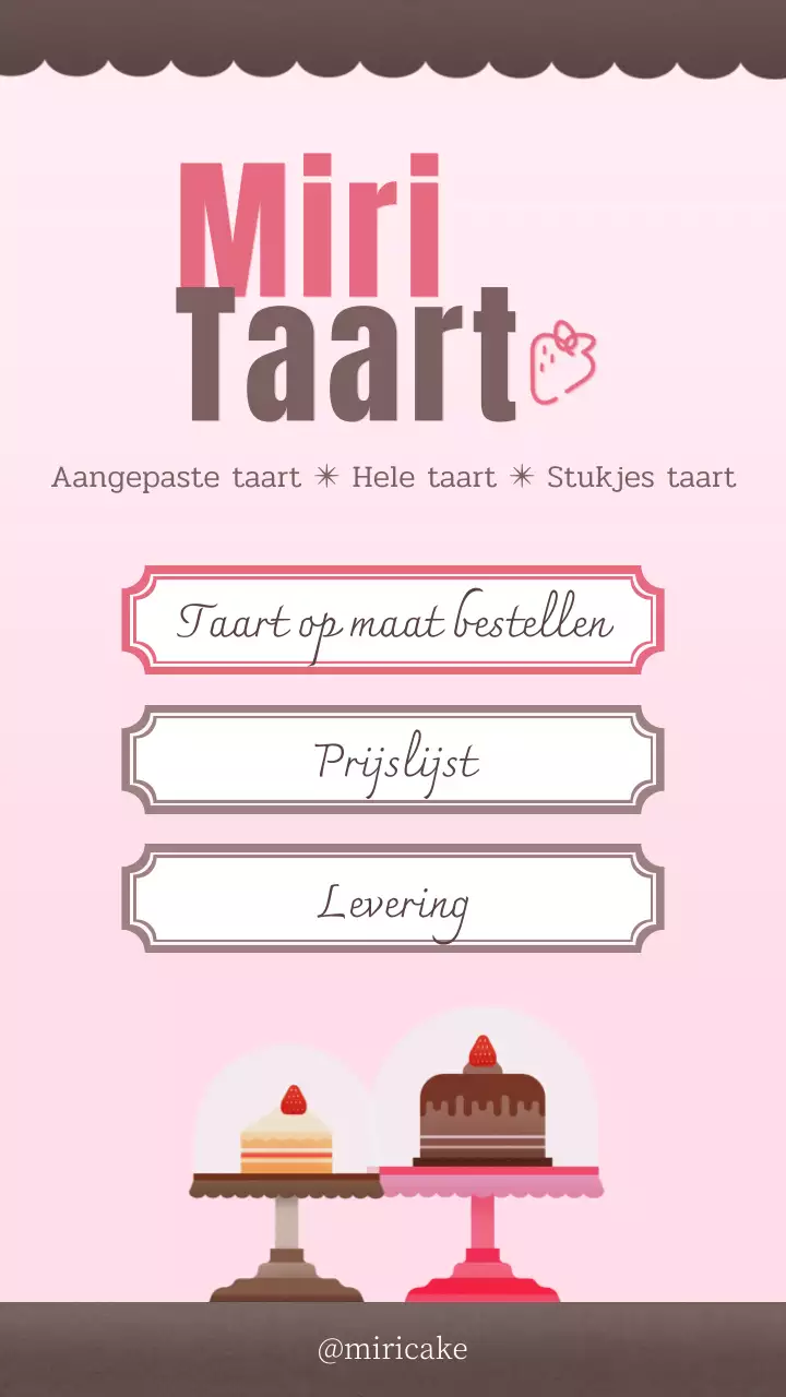 Roze Bruin Schattig Bakkerij Concept Taartwinkel Promotie Link Opmerking