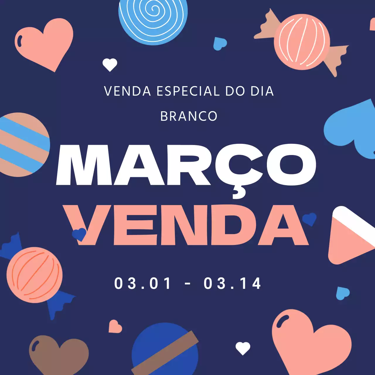 Ofertas brancas em azul e cor-de-rosa