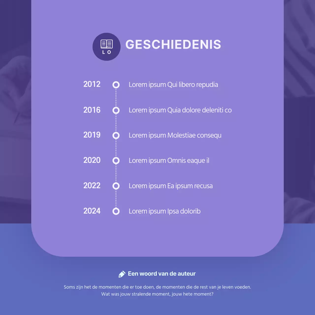 Booktalk concertkaart in blauw en paarsNieuws ontwerp