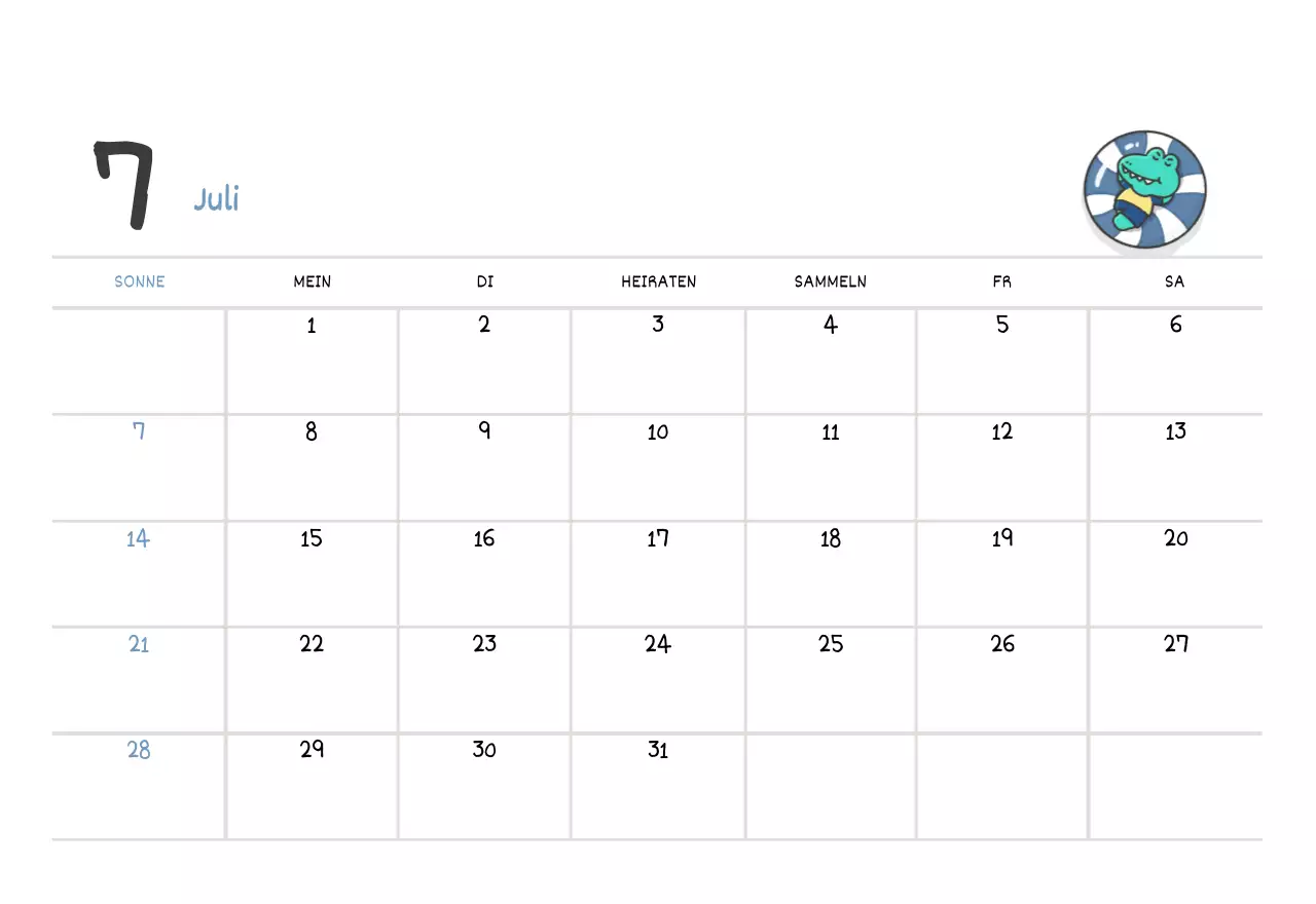 Ein Kalender mit einem niedlichen Argo-Illustrationskonzept