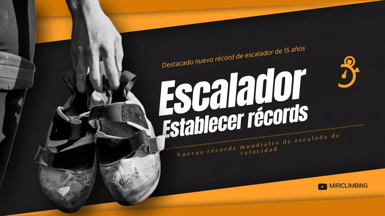 Récord de escalada destacado en negro y amarillo