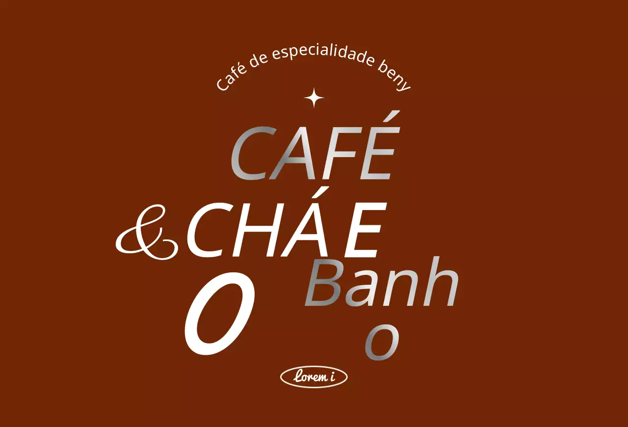 Letras de café sentimentais em castanho e prateado