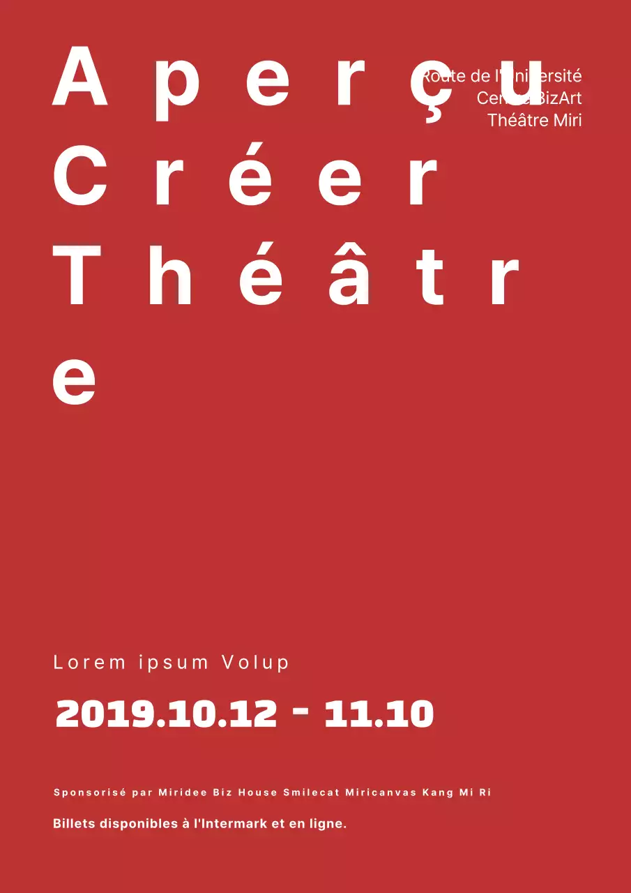 Affiche simple de concert avec texte rouge et blanc