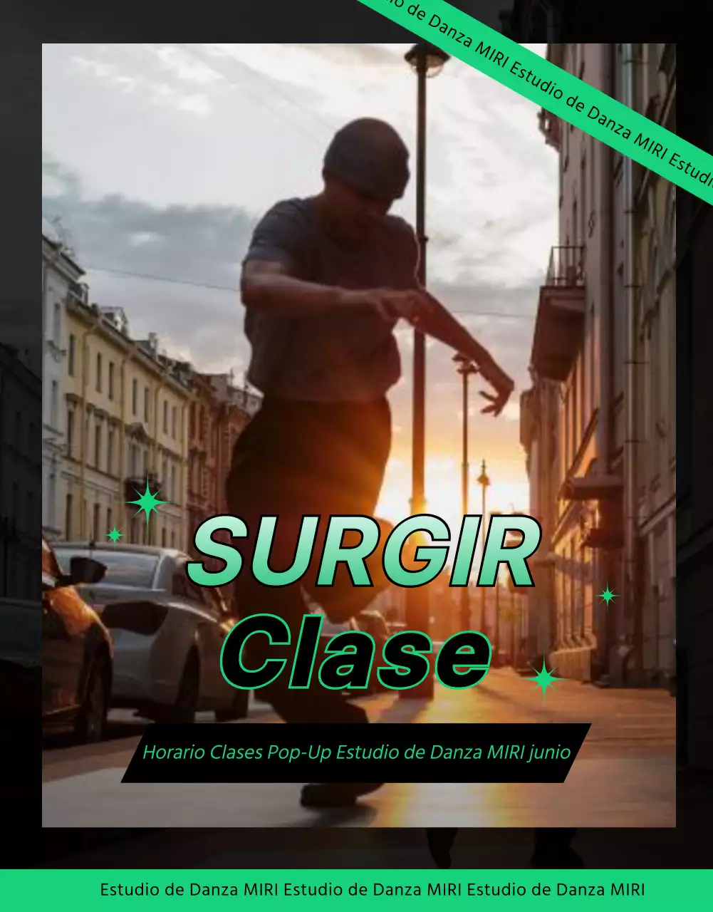 Detalles de la clase emergente de danza en colores negro y verde