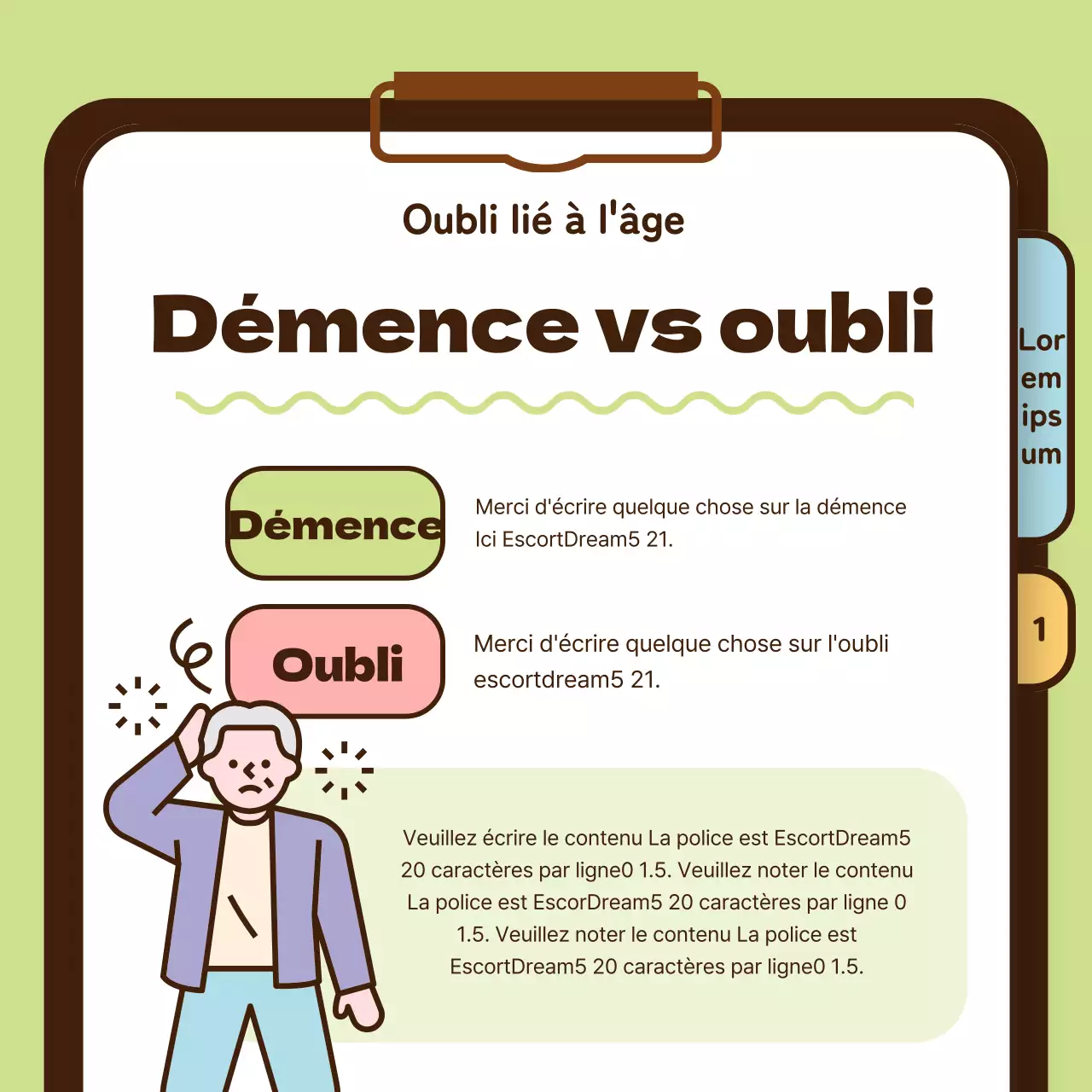 Informations sur la santé des personnes âgées atteintes de la maladie d'Alzheimer en jaune chartreuse bleu clair