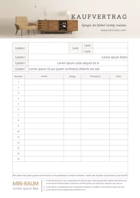 Beige Möbel Verkaufsvertrag Kaufangebot Geschäftsdokument Vorlage