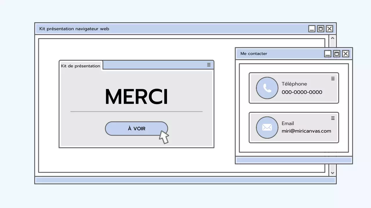 Kit de présentation avec un concept de navigateur bleu clair