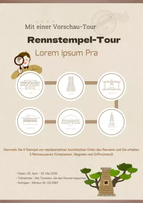 Ein niedlicher Briefmarkenstudienbogen mit verschiedenen Wahrzeichen aus aller Welt in Braun