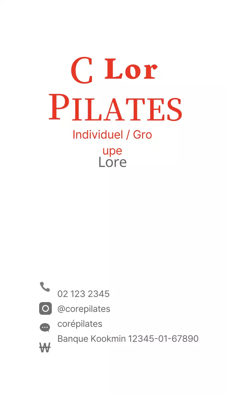 Carte de visite Pilates illustrée en rouge