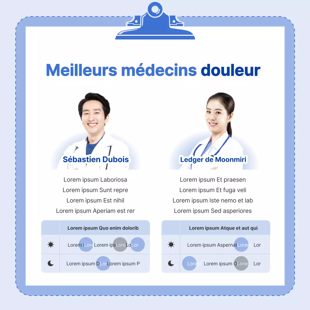 Une palette de couleurs bleues avec des illustrations épurées et un concept infographique.