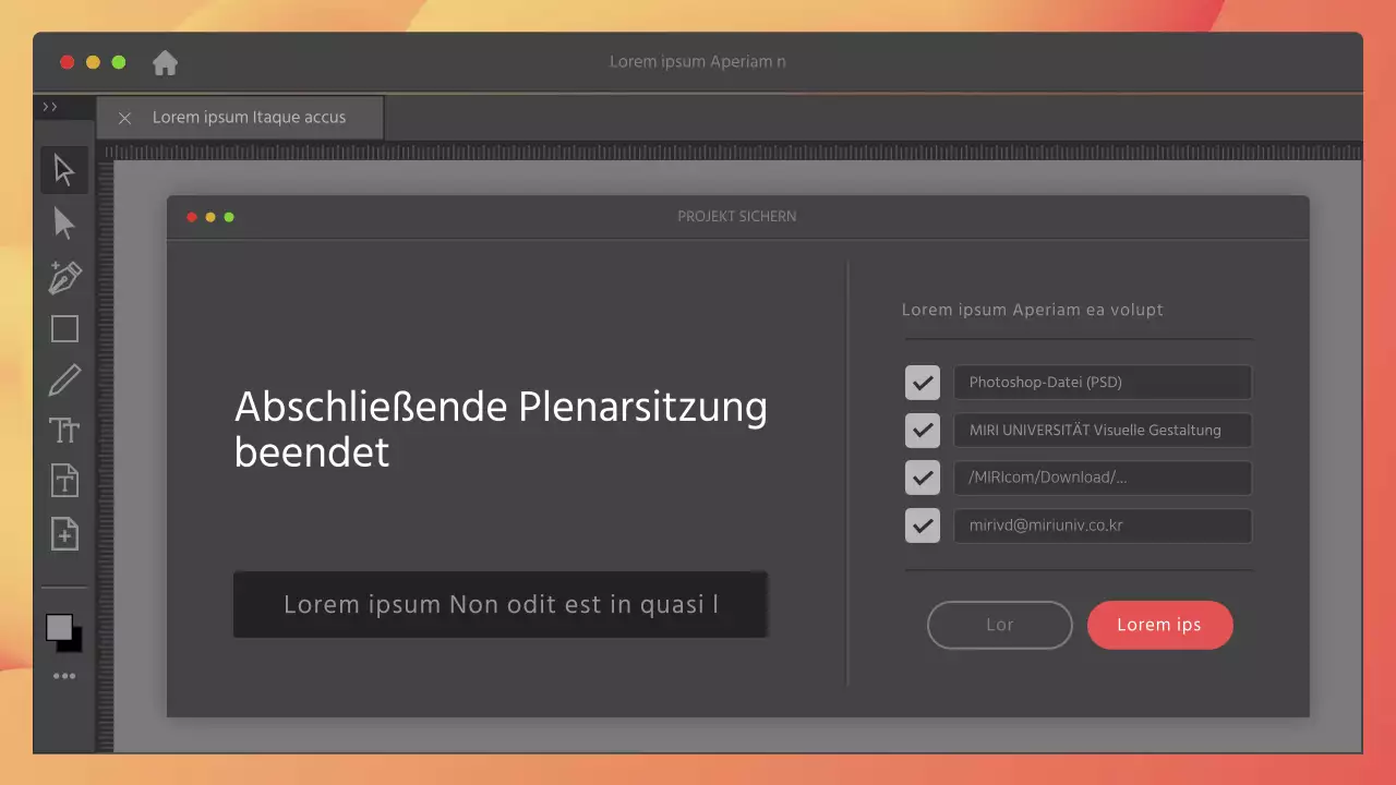 Programmkonzept in grau und rot Abschlussplenum