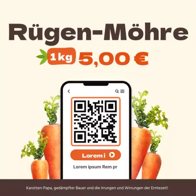 Bewerben Sie einen Livestream eines Super-Sonderangebots für Jeju-Möhren mit einfachen orangen und braunen Farben.