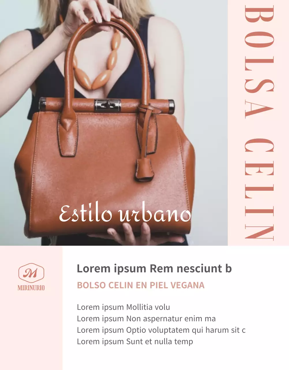 Detalles del bolso vegano minimalista de fondo rosa