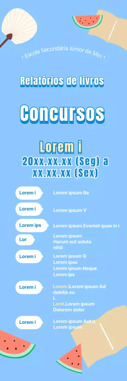 Anúncios de concursos com um fundo azul