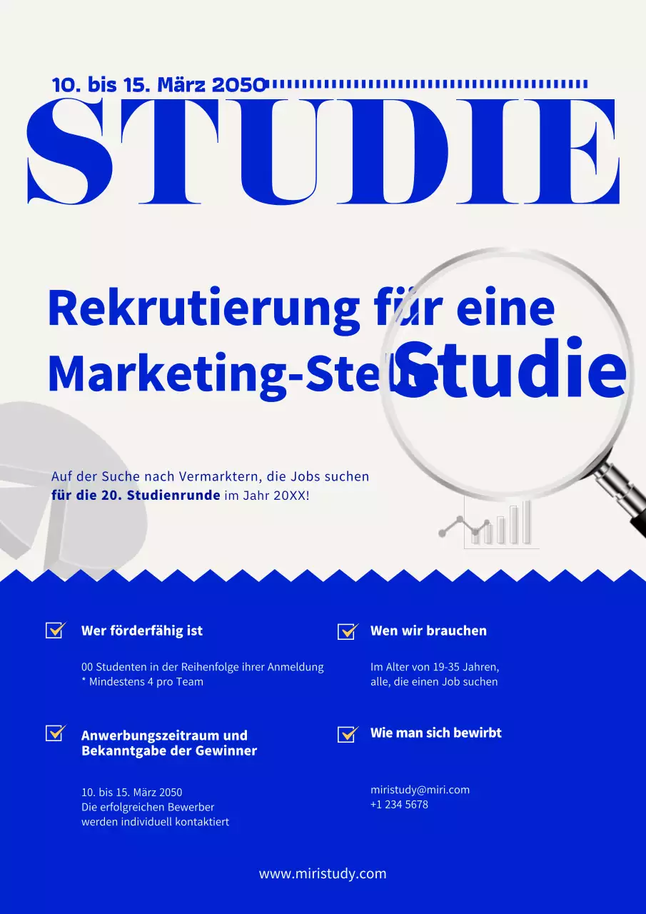 Moderne Stellenausschreibungen für Werkstudenten in Blau