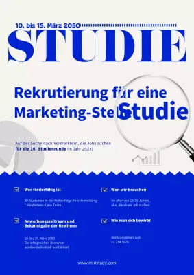 Moderne Stellenausschreibungen für Werkstudenten in Blau