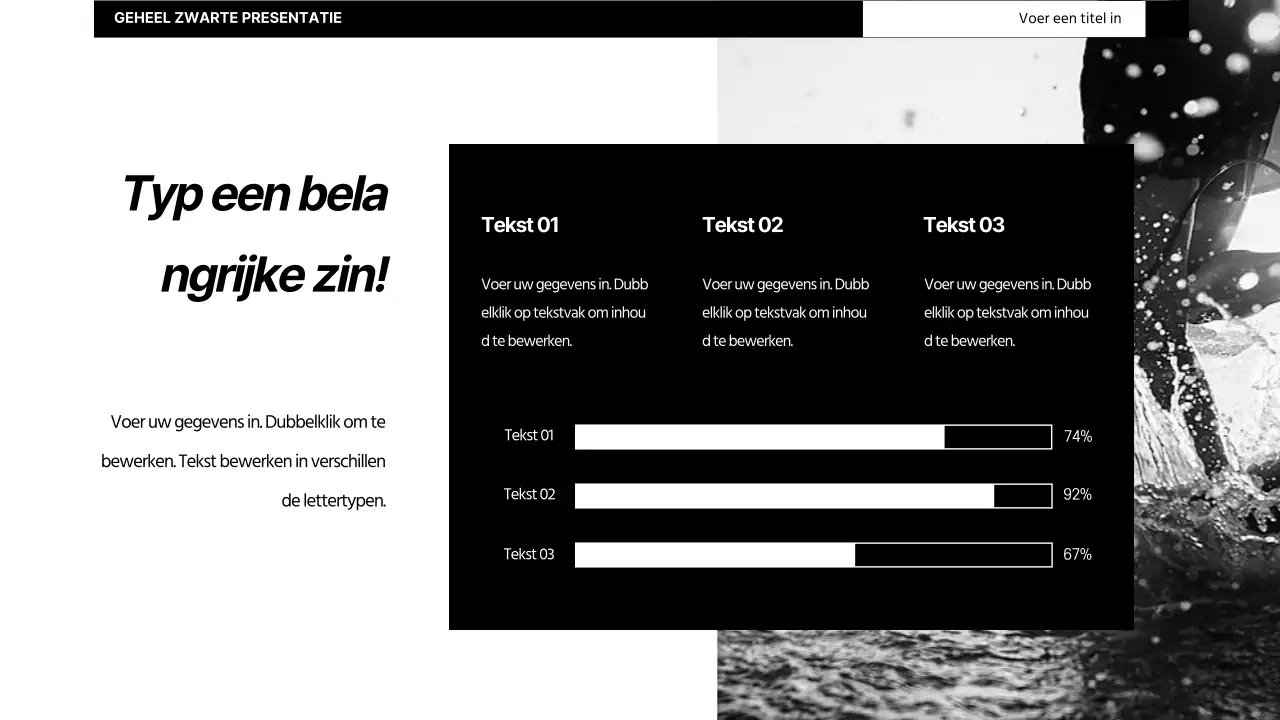 Eenvoudige zwart-wit infographic met horizontale grafiek