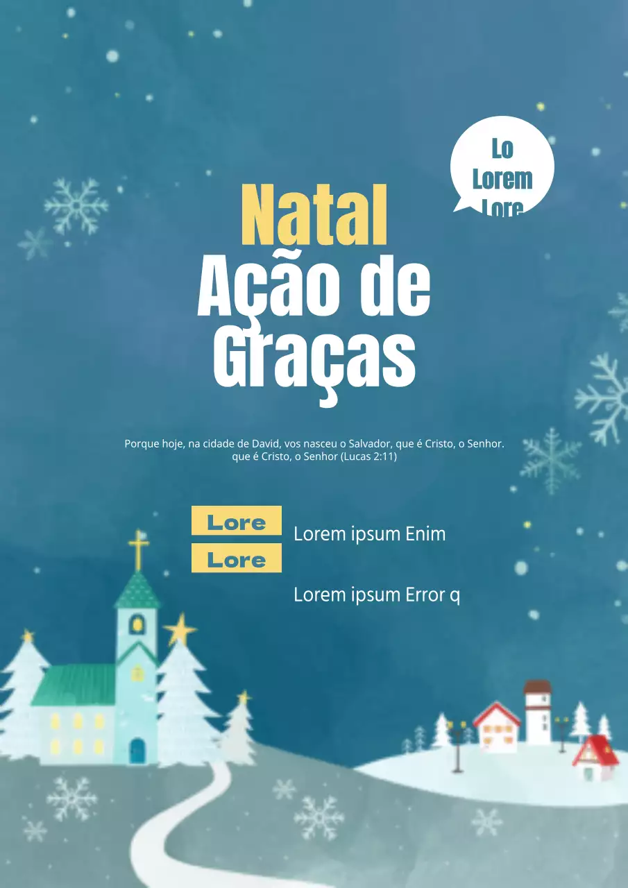 Promover um serviço de Natal com uma ilustração de uma paisagem de inverno azul