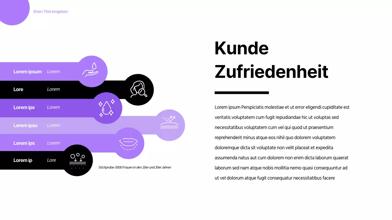 Eine lila und fröhliche Infografik zur Kosmetik-Agenda