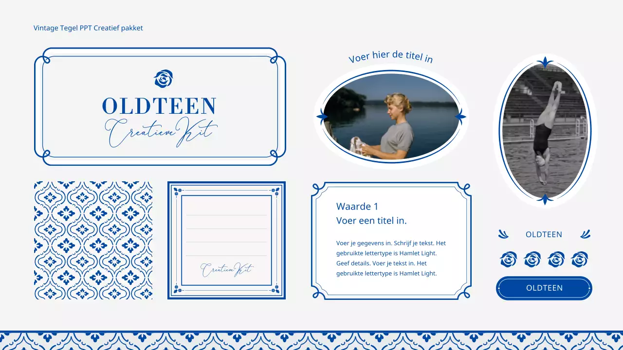 Vintage tegelpatroon in blauw