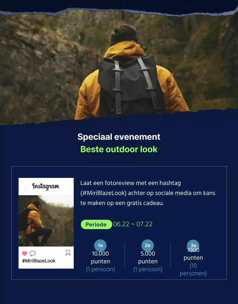 Sportieve en stoere outdoor sneakers in navy en fluorescerende kleuren