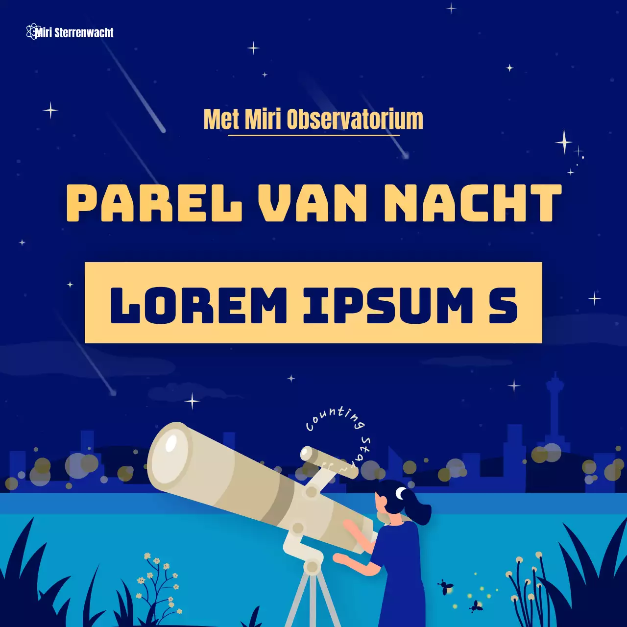 Geïllustreerde zomerhoroscoop in blauw en geel CardNews