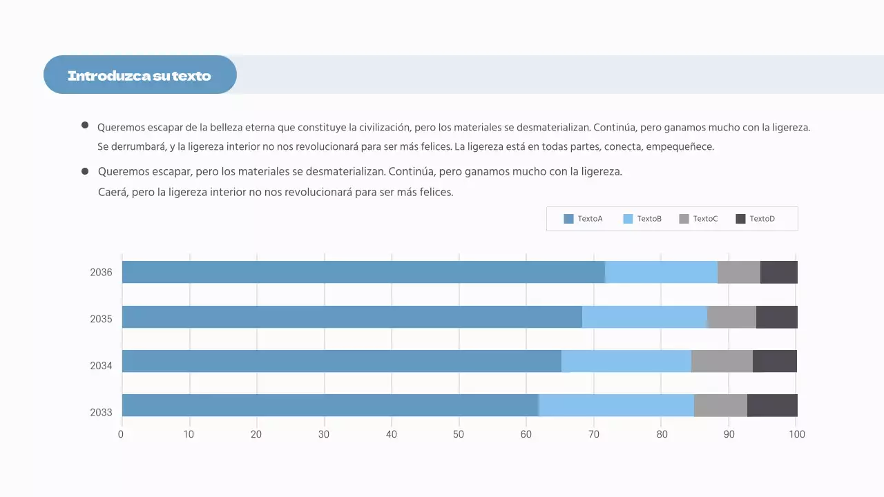 Una línea de tiempo limpia en azul claro y blanco