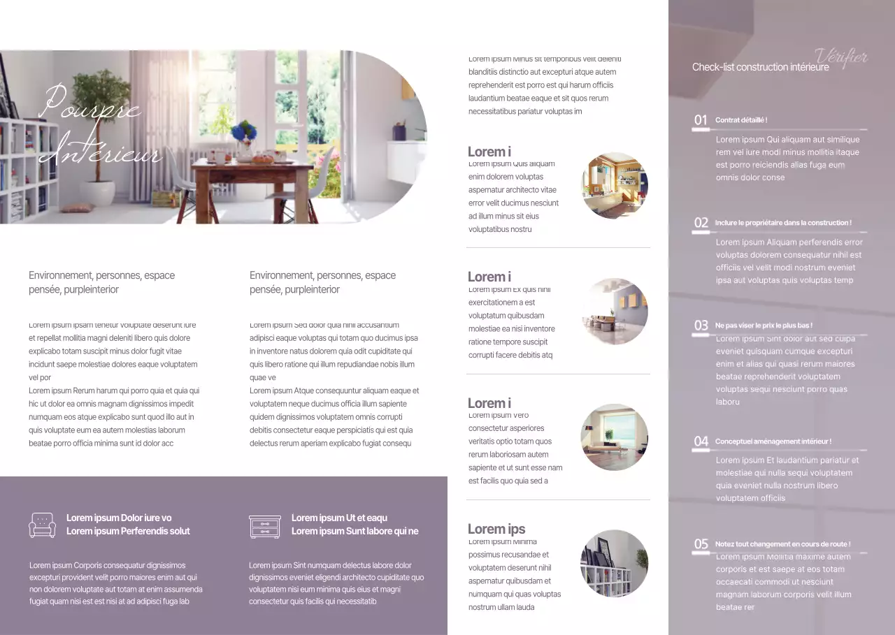 Promouvoir et informer sur le style simple des intérieurs violets