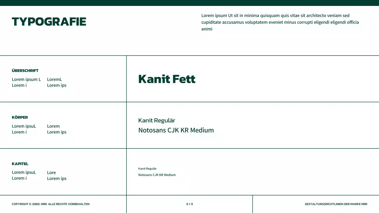 Einfache Markenrichtlinien in Grün mit orangefarbenen Akzenten