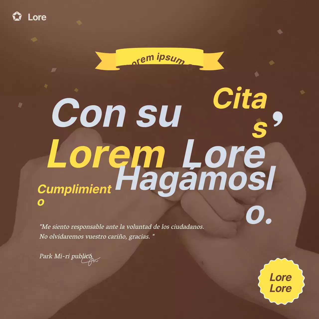 Marrón Amarillo Limpio centrado en el texto Gana las elecciones locales Medios de comunicación social