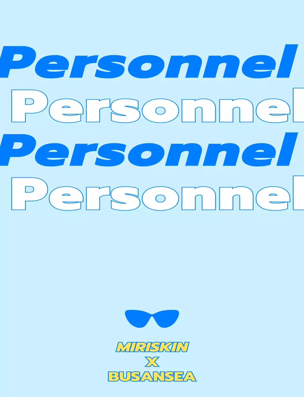 Design pour le personnel d'un magasin pop-up d'une société de cosmétiques, avec des personnages bleus et jaunes qui marchent.